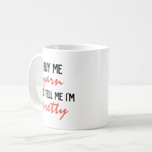 Lustiges Garn-Zitat Kaffeetasse (Vorderseite Links)