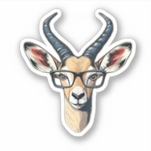 Lustiges Gazellengesicht für Safari- und Brillenli Aufkleber