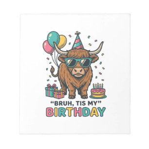 Lustiges Geburtstags-Hochlandkuh-Party-Design_1 Notizblock