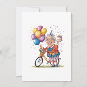 Lustiges Geburtstagsgeschenk für Oma beim Fahrradf Mitteilungskarte