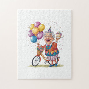 Lustiges Geburtstagsgeschenk für Oma beim Fahrradf Puzzle