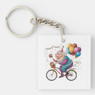 Lustiges Geburtstagsgeschenk für Oma Radfahren Oma Schlüsselanhänger