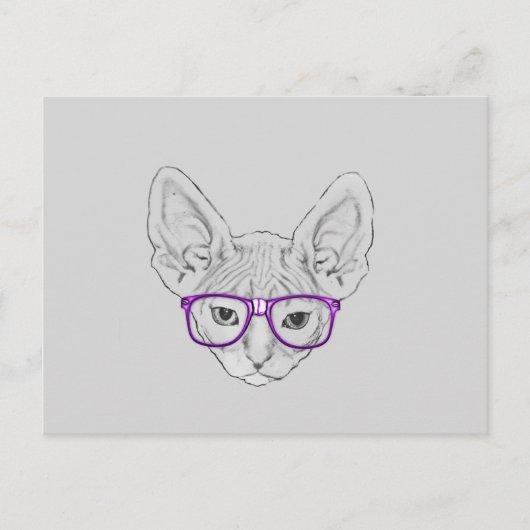 Lustiges Geeky Nerdy Sphynx mit aufgenommenen Postkarte (Vorderseite)