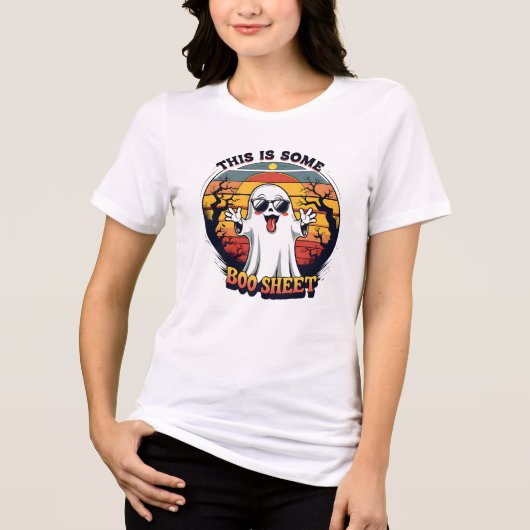 Lustiges Geist “Boo Sheet” Halloween Tri-Blend Shirt (Vorderseite)