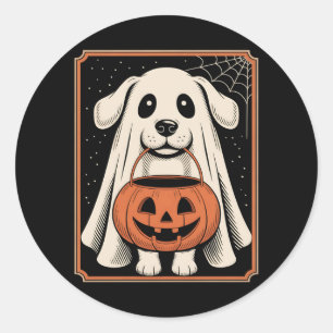 Lustiges Geisterhund Halloween-Shirt Halloween Hun Runder Aufkleber