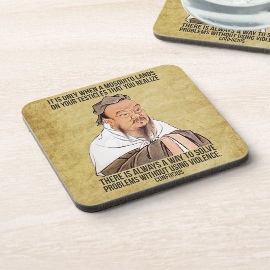 Lustiges geistiges Zitat - Moskito auf Testikeln Getränkeuntersetzer (Linke Seite)