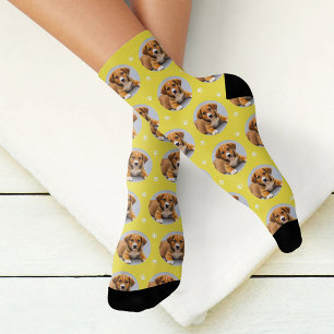 Lustiges gelbes benutzerdefiniertes Hunde-Foto Pfo Socken