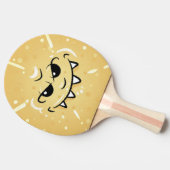 Lustiges gelbes Gesicht mit hinterlistigem Lächeln Tischtennis Schläger (Seitenansicht)