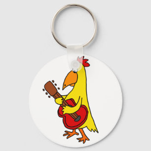 Lustiges gelbes Huhn, das Gitarre spielt Schlüsselanhänger