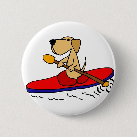 Lustiges gelbes Kayaking Labrador retriever Button (Vorderseite)
