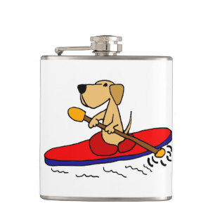 Lustiges gelbes Kayaking Labrador retriever Flachmann
