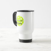 Lustiges gelbes Pickleball-Trainer-Text-Design Reisebecher (Vorderseite Links)