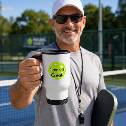 Lustiges gelbes Pickleball-Trainer-Text-Design Reisebecher