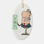 lustiges Geld hungriger Geschäftsmann Cartoon Keramikornament (Rechts)