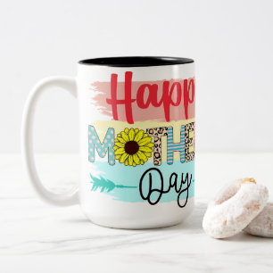Lustiges gemischtes Muster Frohen Muttertag Sonnen Zweifarbige Tasse