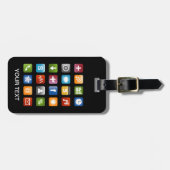 Lustiges Gepäckanhänger mit Smartphone-App-Symbole (Vorderseite horizontal)