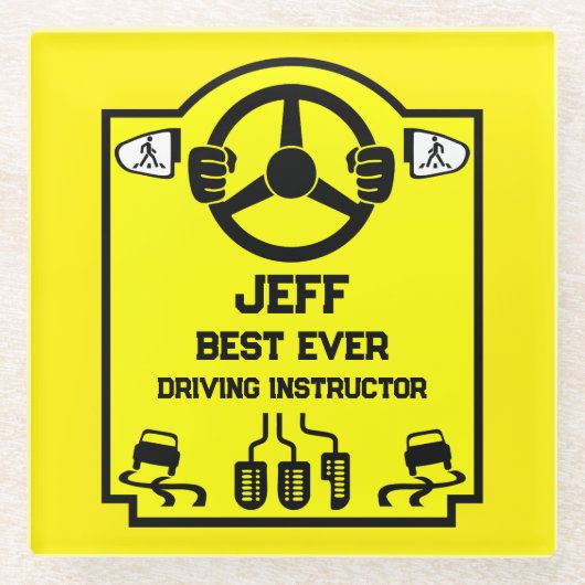 Lustiges Geschenk für Fahrlehrer Glasuntersetzer (Vorderseite)