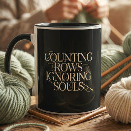 Lustiges Geschenk für Strickerin, die Reihen zählt Tasse