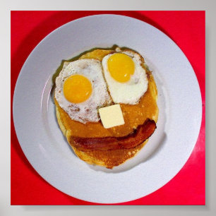 lustiges Gesicht des Pfannkuchens Poster