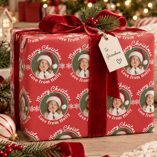 Lustiges Gesicht Foto Frohe Weihnachten Rot Grün S Geschenkpapier