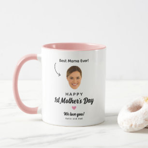 Lustiges Gesicht Foto Pink Glücklicher 1. Mutterta Tasse