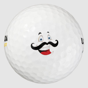 Lustiges Gesicht mit dem Schnurrbart Golfball