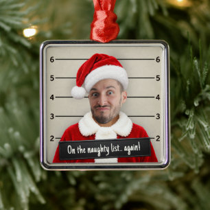 Lustiges Gesicht-Mugshot-Ornament, Weihnachtsmann- Ornament Aus Metall