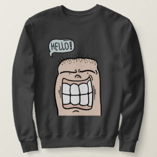 Lustiges Gesicht sagt Hallo, lächelnde Cartoonfigu Sweatshirt