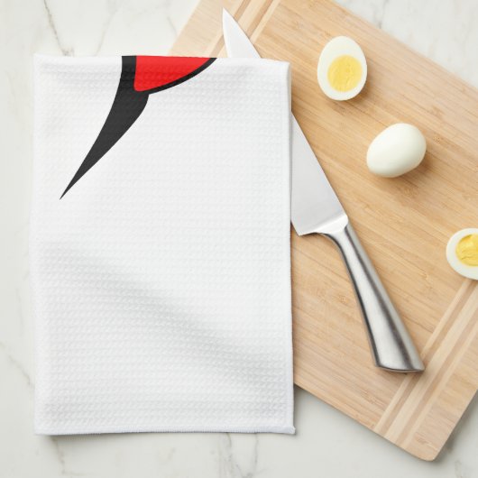 Lustiges Gesicht - Schwarzes und Rot Geschirrtuch (Viertel Falte)