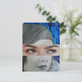 Lustiges Gesicht Surrealer Collage Postkarte (Stehend Vorderseite)