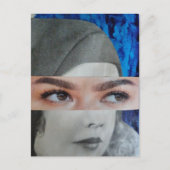 Lustiges Gesicht Surrealer Collage Postkarte (Vorderseite)