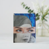 Lustiges Gesicht Surrealer Collage Postkarte (Stehend Vorderseite)