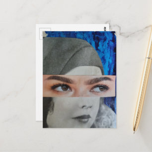 Lustiges Gesicht Surrealer Collage Postkarte