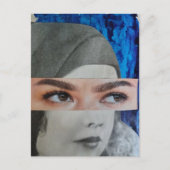 Lustiges Gesicht Surrealer Collage Postkarte (Vorderseite)