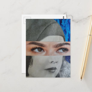 Lustiges Gesicht Surrealer Collage Postkarte