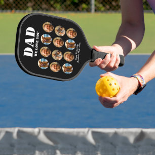 Lustiges Gesicht Vater-Tag-Fotocollage Pickleball Schläger