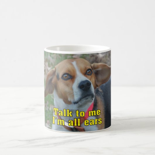 Lustiges Gespräch zu mir bin ich aller Ohr-Beagle Kaffeetasse (Mittel)