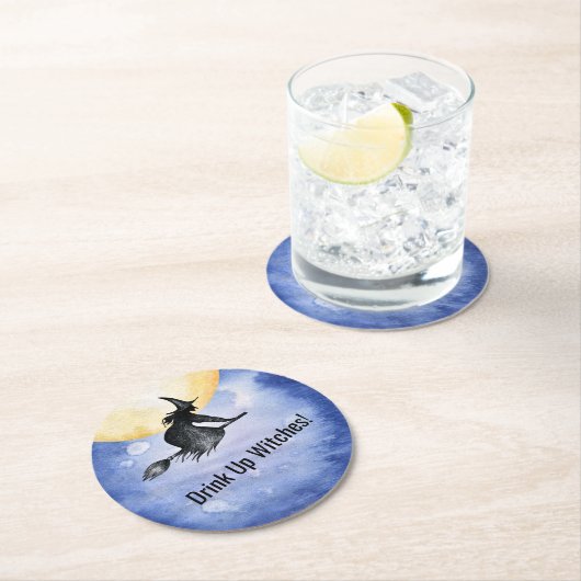 Lustiges Getränk herauf Hexe-Halloween-Untersetzer Runder Pappuntersetzer (Vor Ort)