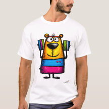 Lustiges Gewichtheber-Bär-Cartoon-T-Shirt