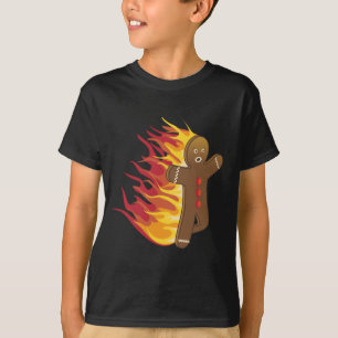 Lustiges Gingerbreadman auf Feuer T-Shirt