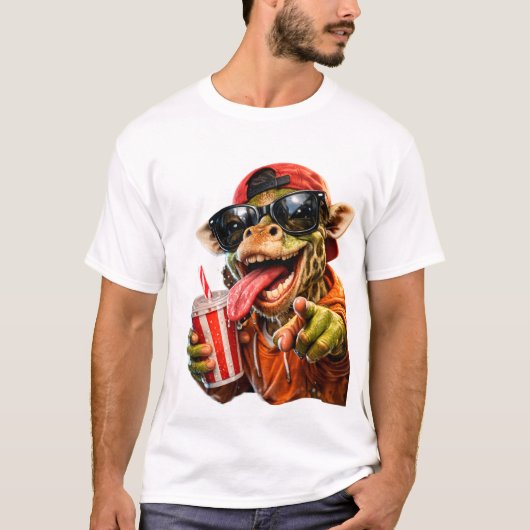 Lustiges Giraffe Drink Mode Shirt   (Vorderseite)