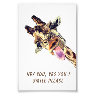 Lustiges Giraffe-Zunge-raus-Poster Fotodruck