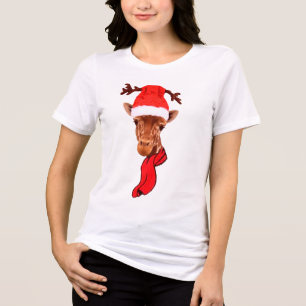 Lustiges Giraffen-Feiertags-Shirt - Weihnachten Tr Tri-Blend Shirt