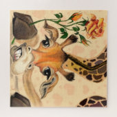 Lustiges Giraffen-Puzzle mit Rose Puzzle (Horizontal)