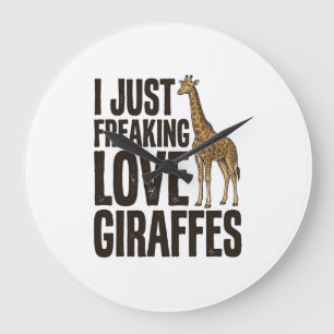 Lustiges Giraffenliebhaber Vintage Gravur Shirt De Große Wanduhr