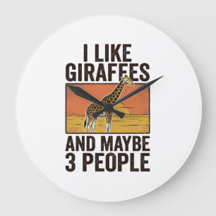 Lustiges Giraffenliebhaber Vintage Gravur Shirt De Große Wanduhr