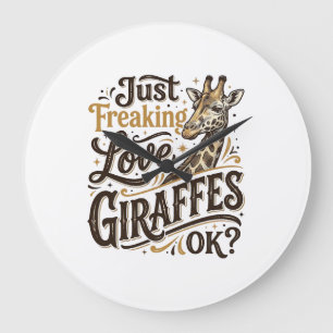 Lustiges Giraffenliebhaber Vintage-Typografie-Shir Große Wanduhr