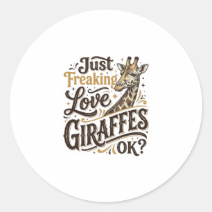 Lustiges Giraffenliebhaber Vintage-Typografie-Shir Runder Aufkleber