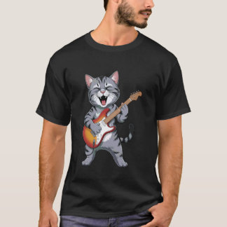 Lustiges Gitarrenkatzen-Design für Musiker und Tie T-Shirt