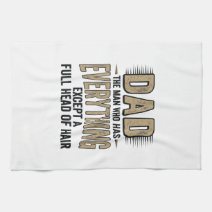 Lustiges Glatzen-Vater Vintage-Typografie-Shirt-De Geschirrtuch